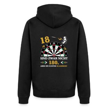 Darts 18 sind zwar nicht 180 Geburtstag Dart - Unisex Premium Bio Zip Hoodie - Schwarz - Hinten - Nico (187cm)