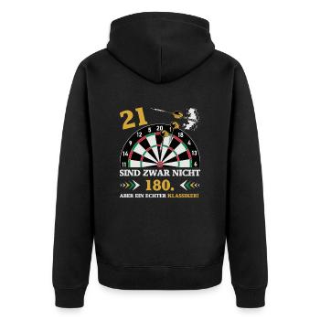 Darts 21 sind zwar nicht 180 Geburtstag Dart - Unisex Premium Bio Zip Hoodie - Schwarz - Hinten - Nico (187cm)