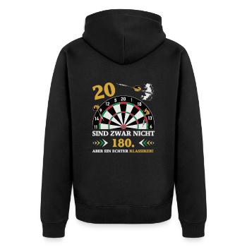 Darts 20 sind zwar nicht 180 Geburtstag Dart - Unisex Premium Bio Zip Hoodie - Schwarz - Hinten - Nico (187cm)