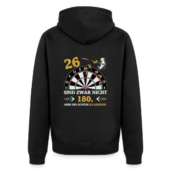 Darts 26 sind zwar nicht 180 Geburtstag Dart - Unisex Premium Bio Zip Hoodie - Schwarz - Hinten - Nico (187cm)