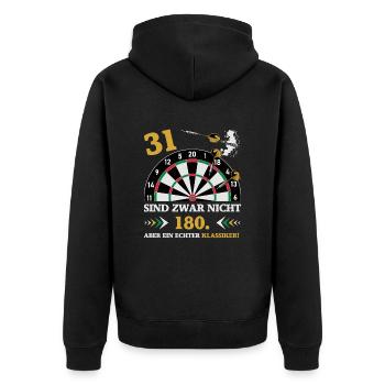 Darts 31 sind zwar nicht 180 Geburtstag Dart - Unisex Premium Bio Zip Hoodie - Schwarz - Hinten - Nico (187cm)
