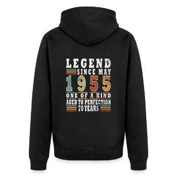 Legenden Mai 1955 Geburtstag Vintage Mai 1955 - Unisex Premium Bio Zip Hoodie - Schwarz - Hinten - Nico (187cm)