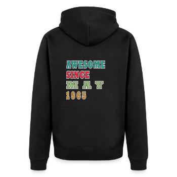 Mai 1965 Geburtstagsgeschenk Mai 1965. Mai 1965. - Unisex Premium Bio Zip Hoodie - Schwarz - Hinten - Nico (187cm)