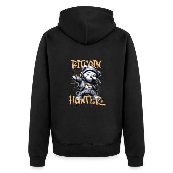 Bitcoin Hunter Teddy Dabbing - Unisex Premium Bio Zip Hoodie - Schwarz - Hinten - Nico (187cm)