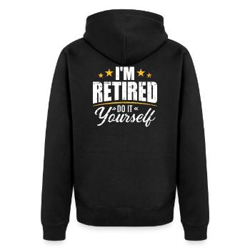 pension - Unisex Premium Organic Zip Hoodie - black - Back - Nico (187cm)