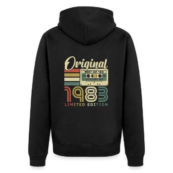 Original 1983 millésime né anniversaire - Veste à capuche bio Premium Unisexe - noir - Dos - Nico (187cm)