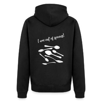 no Spoons2 - Unisex Premium Organic Zip Hoodie - black - Back - Nico (187cm)