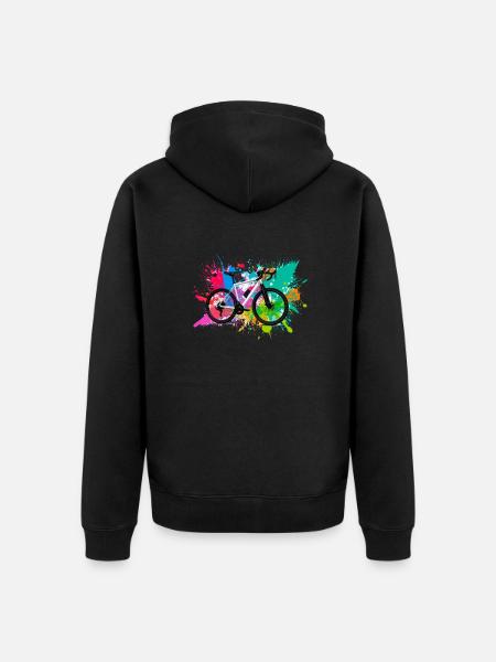 illustration,mountainbike,rennrad,graffiti,bunt - Unisex Premium Bio Zip Hoodie - Schwarz