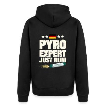 Pyro Expert - Unisex Premium Organic Zip Hoodie - black - Back - Nico (187cm)