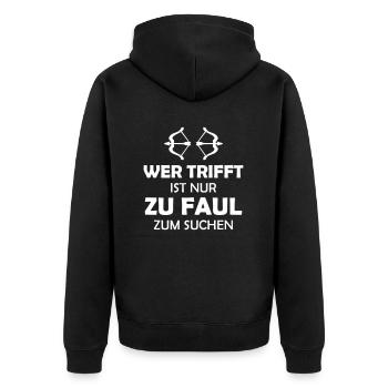 Bogenschießen / Geschenk Idee - Unisex Premium Bio Zip Hoodie - Schwarz - Hinten - Nico (187cm)