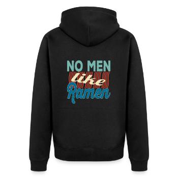 No men like Ramen - Japan Suppe Lecker! Geschenke - Unisex Premium Bio Zip Hoodie - Schwarz - Hinten - Nico (187cm)