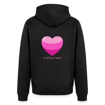 Nous avons juste besoin d’amour - Cadeau Saint-Valentin - Veste à capuche bio Premium Unisexe - noir - Dos - Nico (187cm)