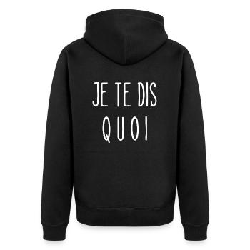 je te dis quoi - Veste à capuche bio Premium Unisexe - noir - Dos - Nico (187cm)