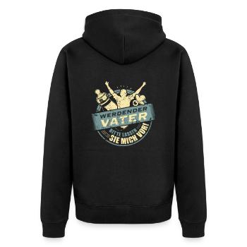 Family Design werdender Vater Farbset 3 - Unisex Premium Bio Zip Hoodie - Schwarz - Hinten - Nico (187cm)