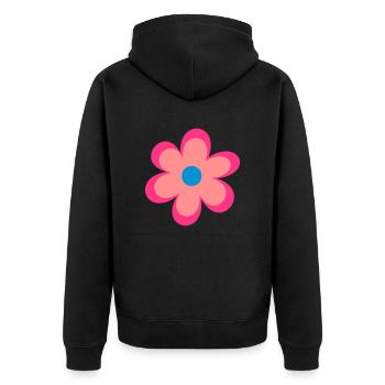 Blumen - Unisex Premium Bio Zip Hoodie - Schwarz - Hinten - Nico (187cm)