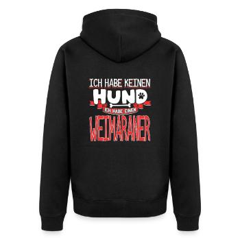 WEIMARANER - kein Hund - Unisex Premium Bio Zip Hoodie - Schwarz - Hinten - Nico (187cm)