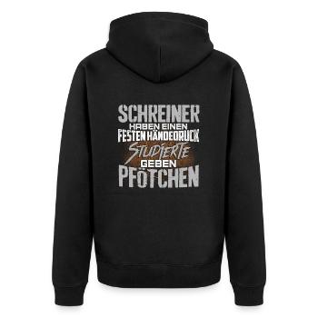 SCHREINER - fest - Unisex Premium Bio Zip Hoodie - Schwarz - Hinten - Nico (187cm)