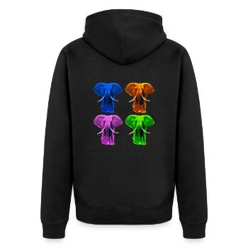 4 éléphants colorés - Veste à capuche bio Premium Unisexe - noir - Dos - Nico (187cm)
