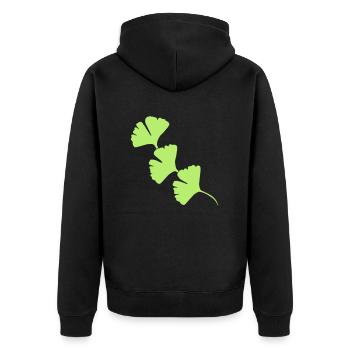 Ginkgo Halbkreis Girlande - Unisex Premium Bio Zip Hoodie - Schwarz - Hinten - Nico (187cm)