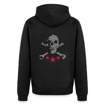 skull_and_stars_072011_a_2c - Unisex Premium Bio Zip Hoodie - Schwarz - Hinten - Nico (187cm)