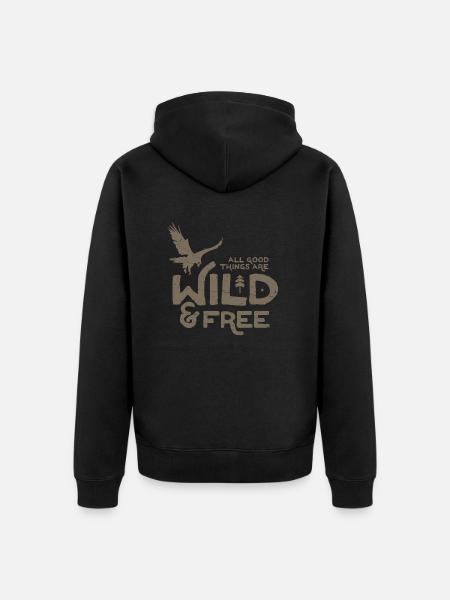 Wild and Free - Unisex Premium Bio Zip Hoodie - Schwarz
