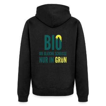 Bio - Unisex Premium Bio Zip Hoodie - Schwarz - Hinten - Nico (187cm)