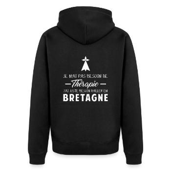 Thérapie Bretagne - Veste à capuche bio Premium Unisexe - noir - Dos - Nico (187cm)