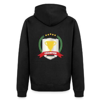 Champion Pokal Trophäe Sieger - Unisex Premium Bio Zip Hoodie - Schwarz - Hinten - Nico (187cm)
