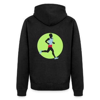 running_man_022013_a_3c - Veste à capuche bio Premium Unisexe - noir - Dos - Nico (187cm)