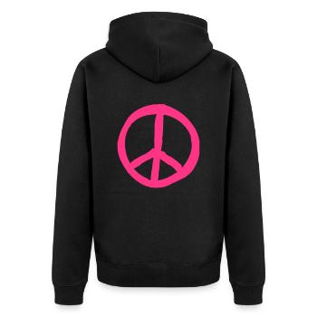 Peace__V013 - Unisex Premium Bio Zip Hoodie - Schwarz - Hinten - Nico (187cm)