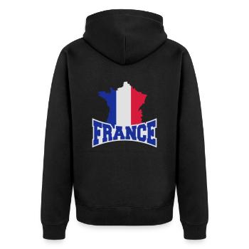France Map Logo - Unisex Premium Organic Zip Hoodie - black - Back - Nico (187cm)