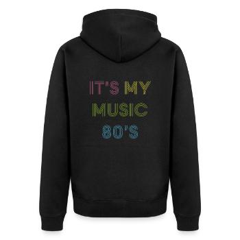 80 s de musique - Veste à capuche bio Premium Unisexe - noir - Dos - Nico (187cm)
