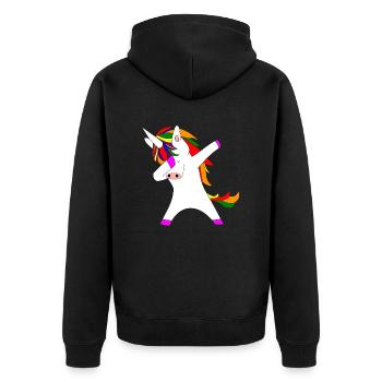tamponner licorne licorne aux couleurs de l'arc-en-ciel lgbt - Veste à capuche bio Premium Unisexe - noir - Dos - Nico (187cm)