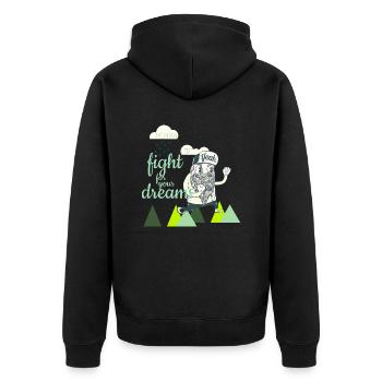 Fight for your Dreams - Unisex Premium Bio Zip Hoodie - Schwarz - Hinten - Nico (187cm)