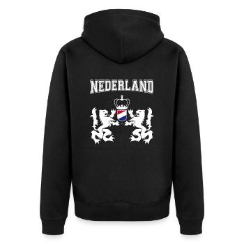 Netherlands - Unisex Premium Organic Zip Hoodie - black - Back - Nico (187cm)