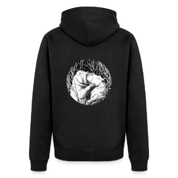 Hippo Kiss - Unisex Premium Bio Zip Hoodie - Schwarz - Hinten - Nico (187cm)