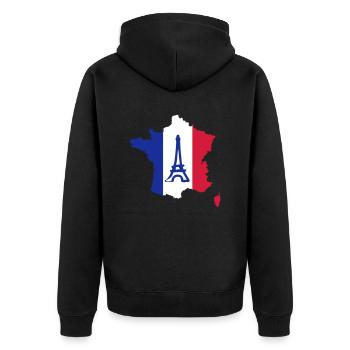 Frankreich, France - Unisex Premium Bio Zip Hoodie - Schwarz - Hinten - Nico (187cm)