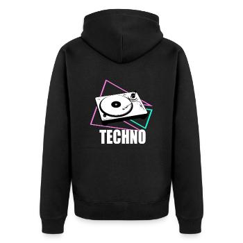 techno decks - Unisex Premium Organic Zip Hoodie - black - Back - Nico (187cm)