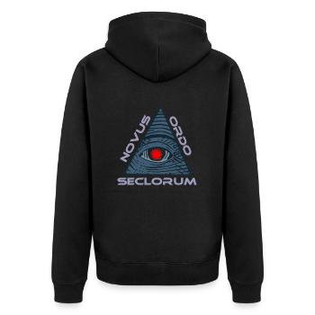 NOVUS ORDO SECLORUM Le nouvel ordre mondial - Veste à capuche bio Premium Unisexe - noir - Dos - Nico (187cm)