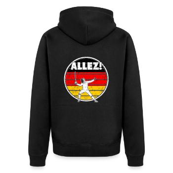 Fechter Deutsche Flagge Fechten - Unisex Premium Bio Zip Hoodie - Schwarz - Hinten - Nico (187cm)
