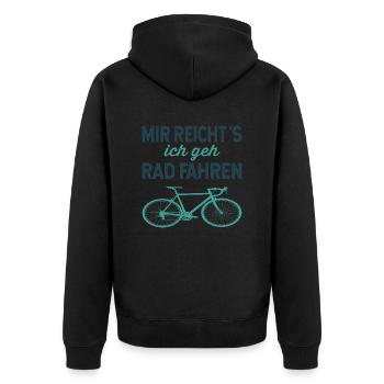 Fahrrad Mir reichts ich geh radfahren Rennrad - Unisex Premium Bio Zip Hoodie - Schwarz - Hinten - Nico (187cm)