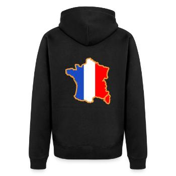 Karte von Frankreich flagge blau weiß rot - Unisex Premium Bio Zip Hoodie - Schwarz - Hinten - Nico (187cm)