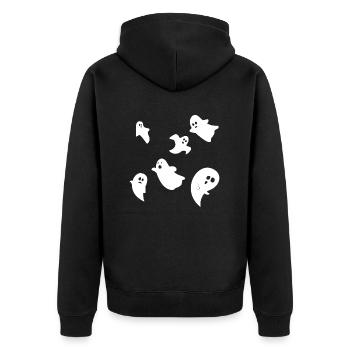 Halloween Ghosts Ghost Group Design simple - Unisex Premium Organic Zip Hoodie - black - Back - Nico (187cm)