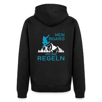 Snowboard Snowboarder - Unisex Premium Bio Zip Hoodie - Schwarz - Hinten - Nico (187cm)
