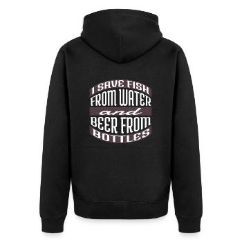 dads fisherman born fun men petri heil - Unisex Premium Bio Zip Hoodie - Schwarz - Hinten - Nico (187cm)