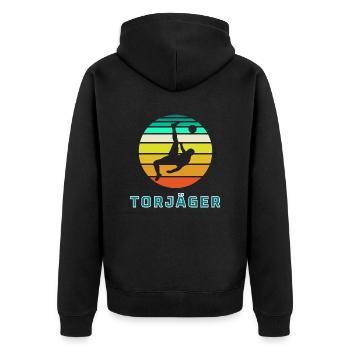 Torjäger - Unisex Premium Bio Zip Hoodie - Schwarz - Hinten - Nico (187cm)