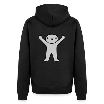 Glückliches kleines Männchen Design - Unisex Premium Bio Zip Hoodie - Schwarz - Hinten - Nico (187cm)