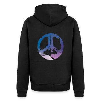 Frieden Friedenszeichen Liebe Harmonie Symbol 3 - Unisex Premium Bio Zip Hoodie - Schwarz - Hinten - Nico (187cm)