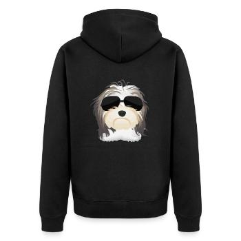Havanese with sunglasses Dog owners - Unisex Premium Organic Zip Hoodie - black - Back - Nico (187cm)