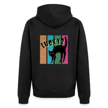 Chanceux? Chat - Veste à capuche bio Premium Unisexe - noir - Dos - Nico (187cm)
